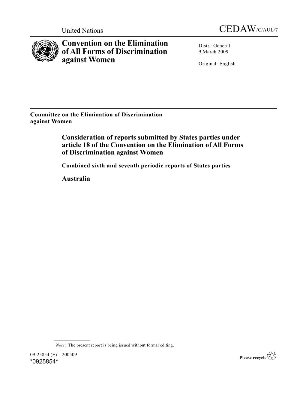 Combined Sixth and Seventh Periodic Reports of States Parties