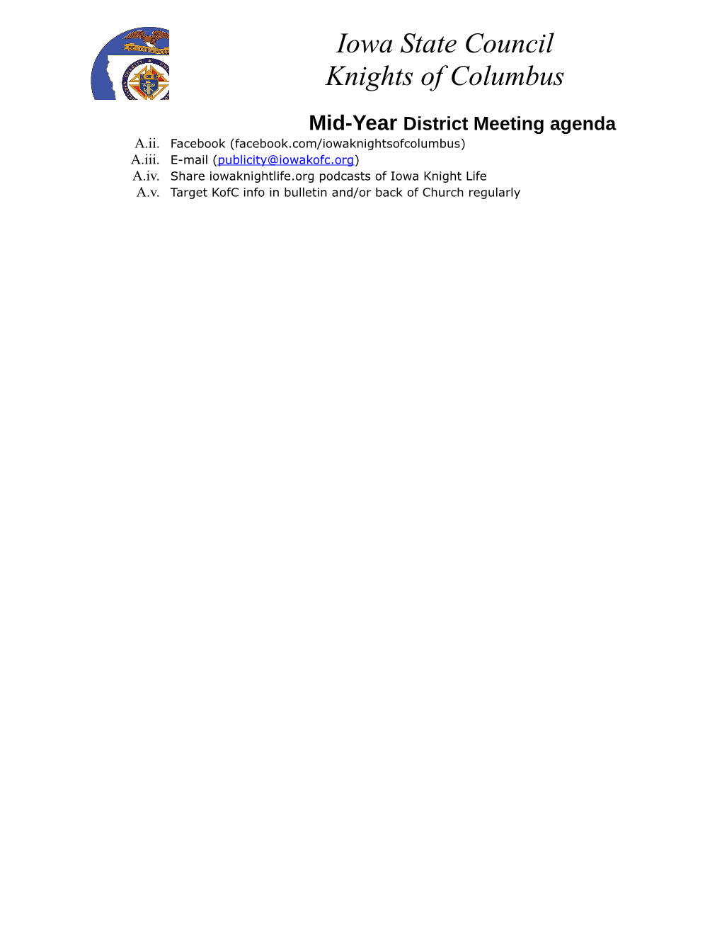 Mid-Year District Meeting Agenda