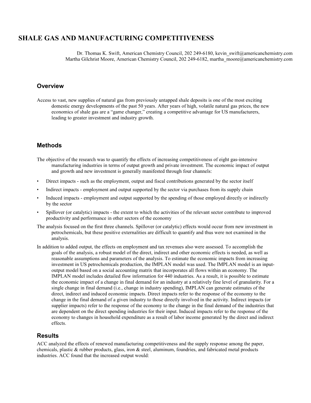 Shale Gas and Manufacturing Competitiveness