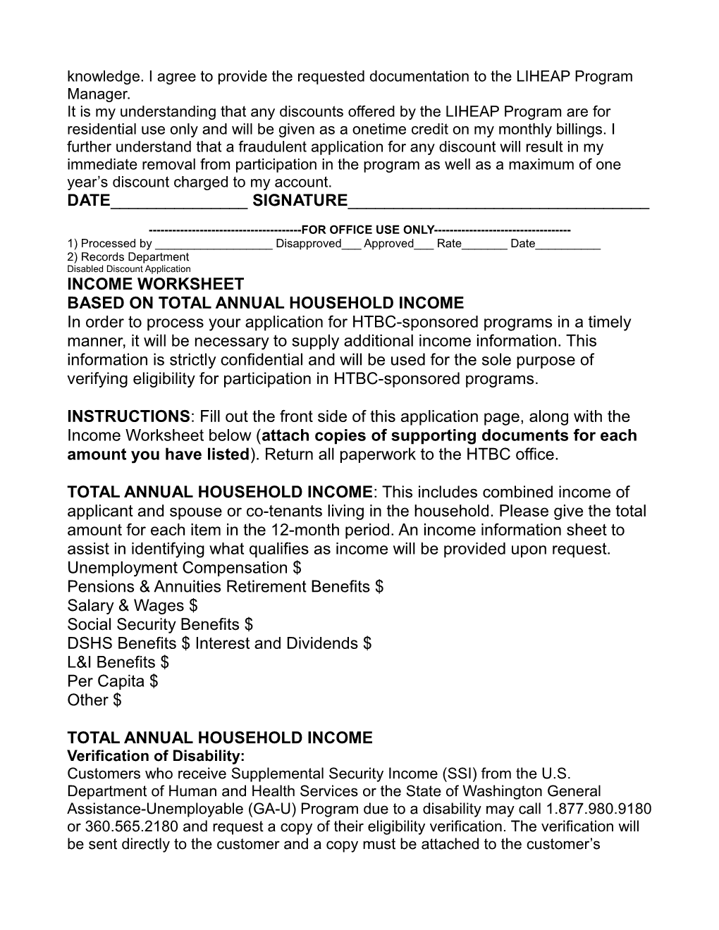2014 APPLICATION for Hoh River Indian Tribe LIHEAP ELIGIBILITY REQUIREMENTS and CONDITIONS