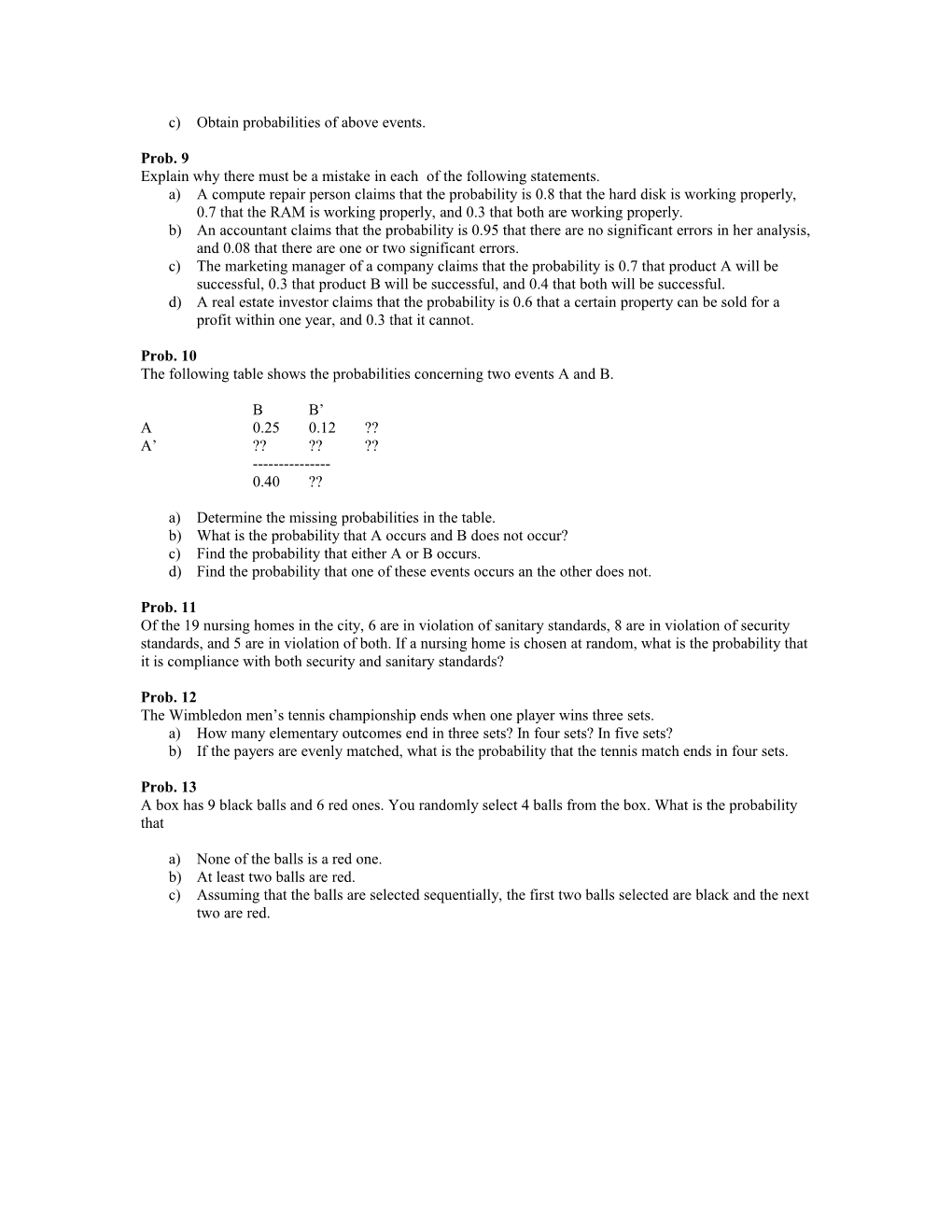 Probability Theory: a Few Practice Problems