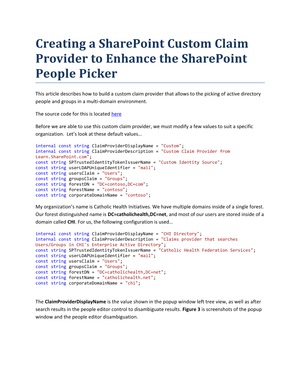 Creating a Sharepoint Custom Claim Provider to Enhance the Sharepoint People Picker