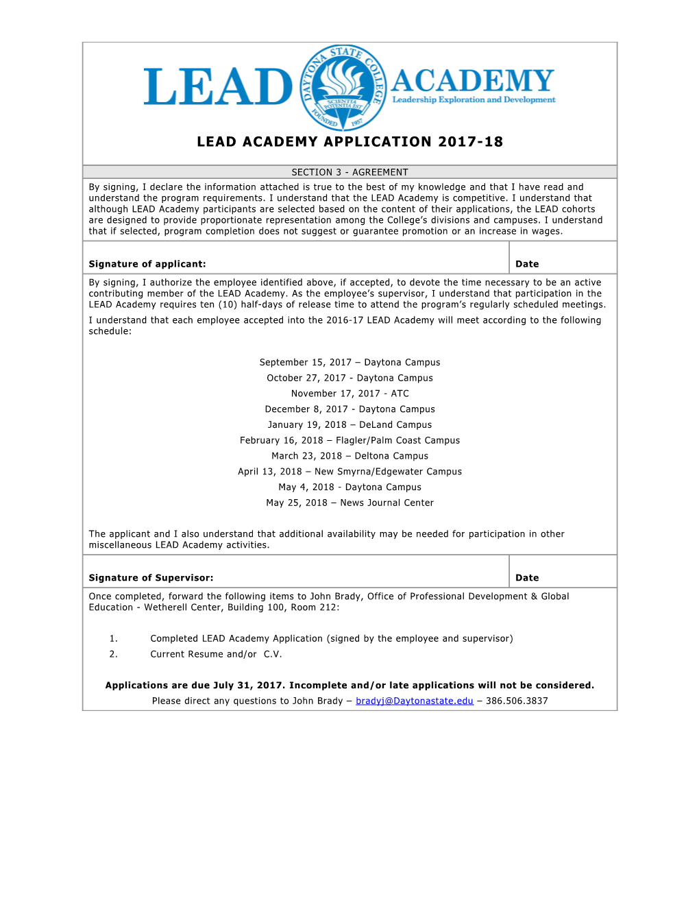 LEAD Academyapplication 2017-18