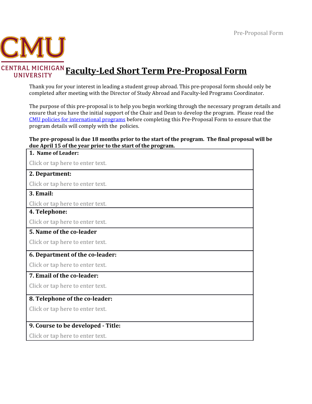 Pre-Proposal Form