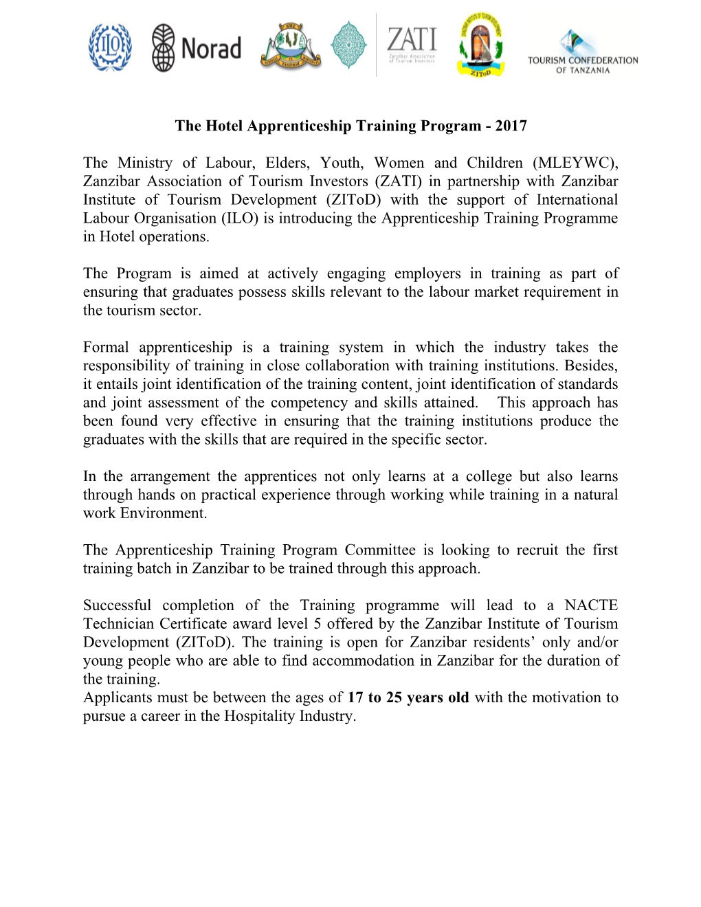 The Hotel Apprenticeship Training Program - 2017