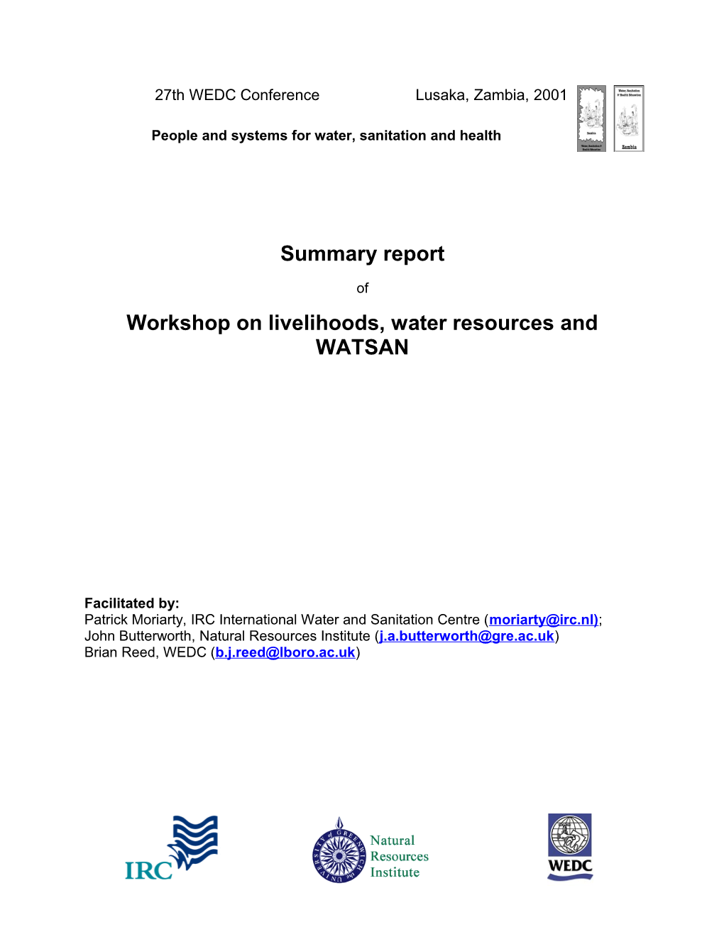 Workshop on Livelihoods, Water Resources and WATSAN