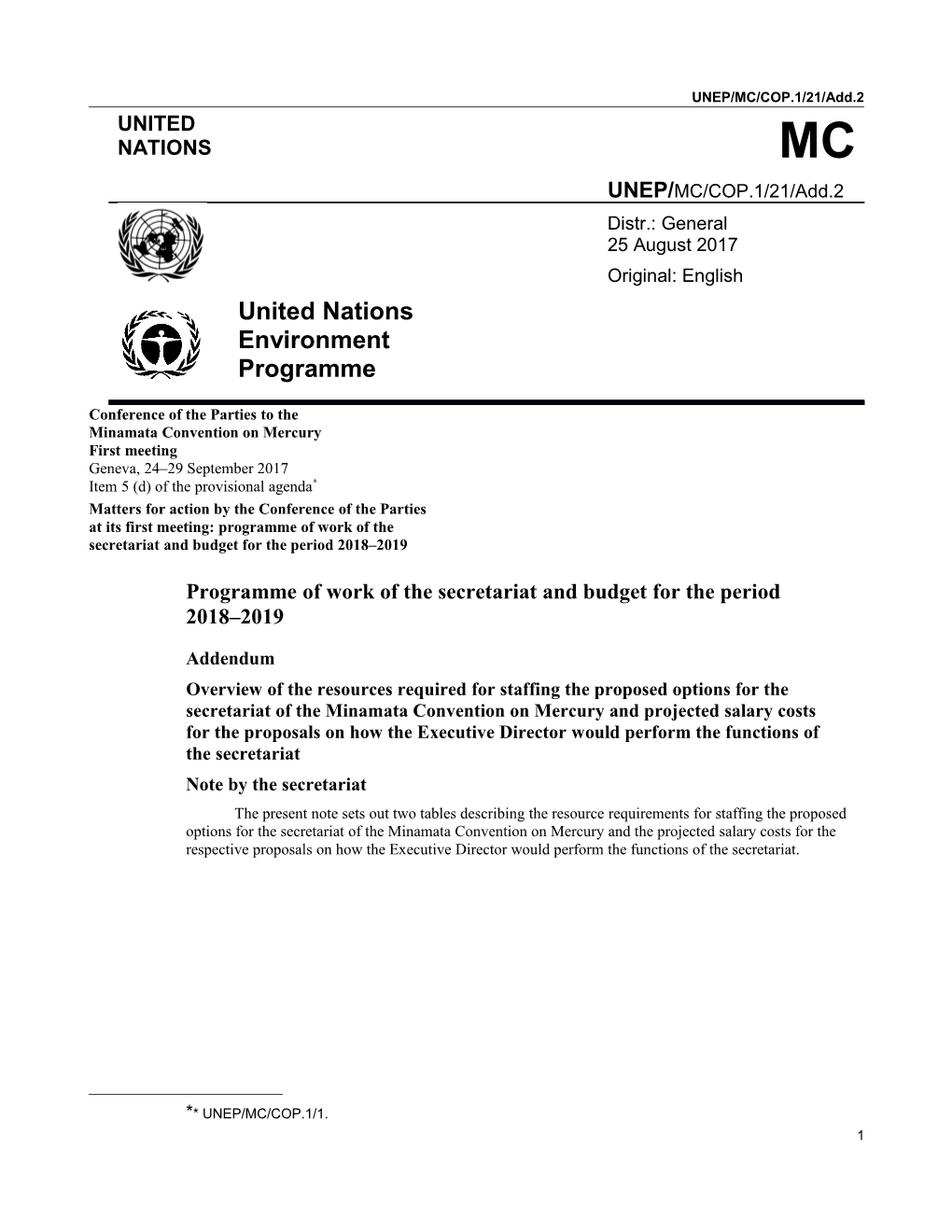 UNEP/MC/COP.1/21/Add.2