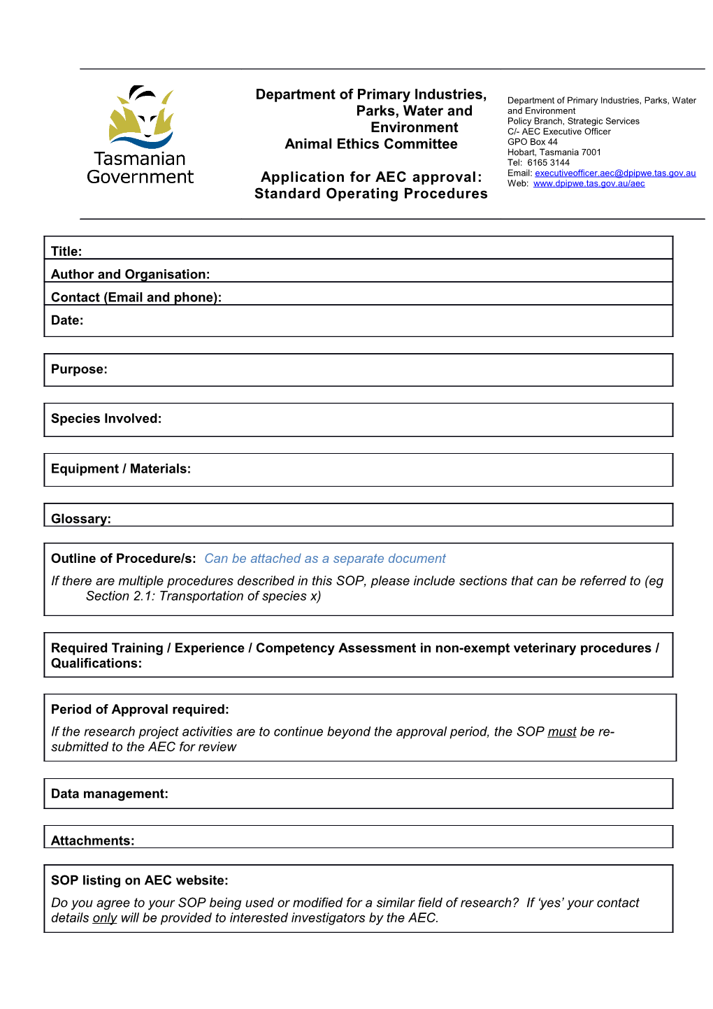 AEC SOP Template