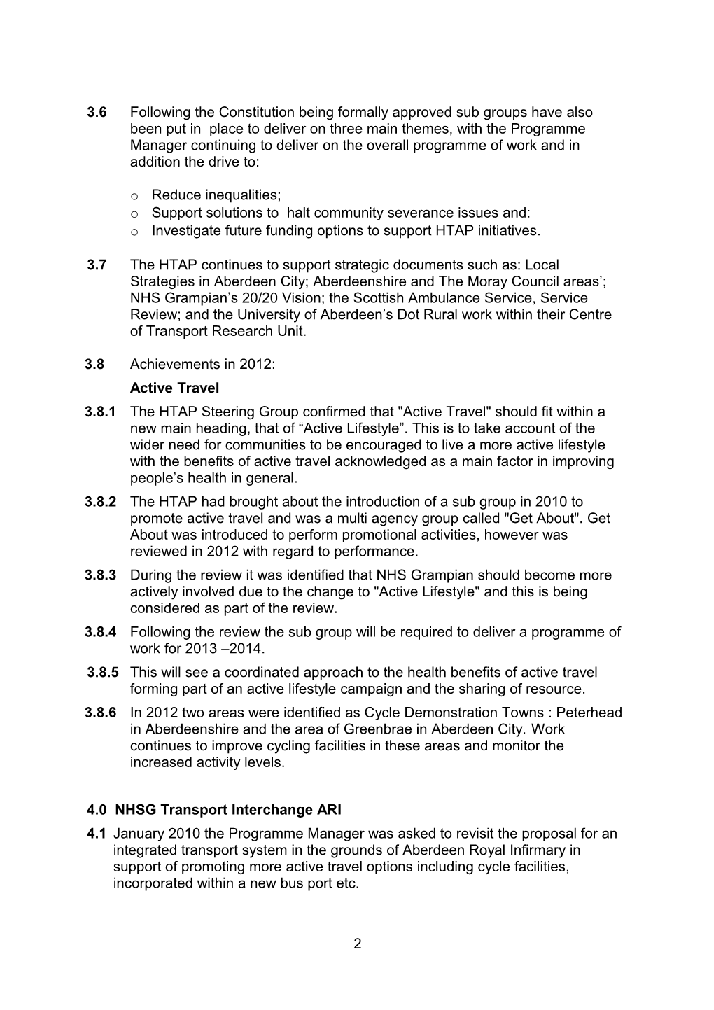 Item 9 for 2 Oct 2012 Health and Transport Action Plan