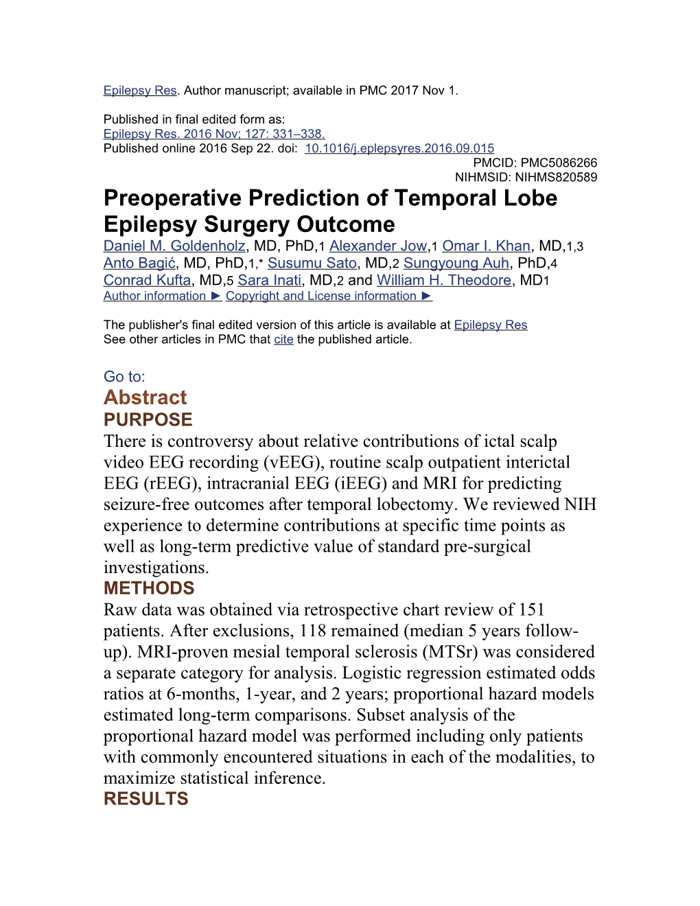 Preoperative Prediction of Temporal Lobe Epilepsy Surgery Outcome