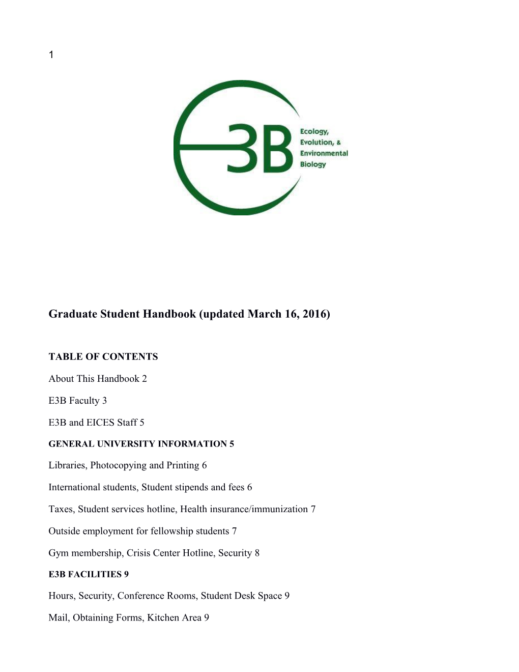 Graduate Student Handbook (Updated March 16, 2016)
