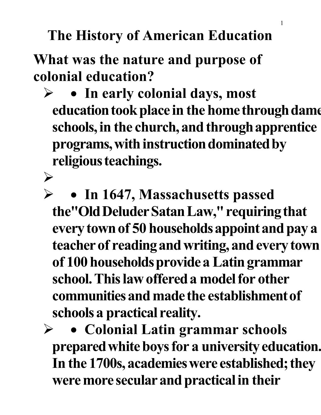 The History of American Education