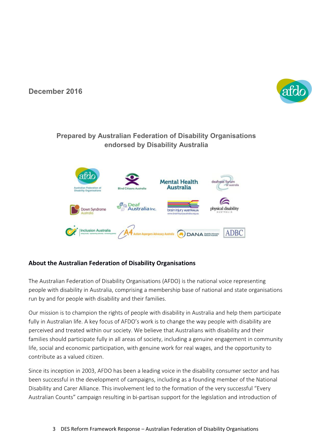 About the Australian Federation of Disability Organisations