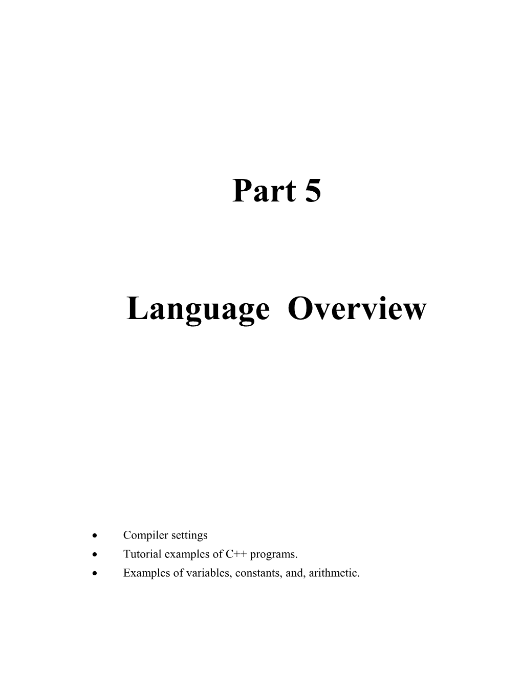 Chapter 5 - Language Overview