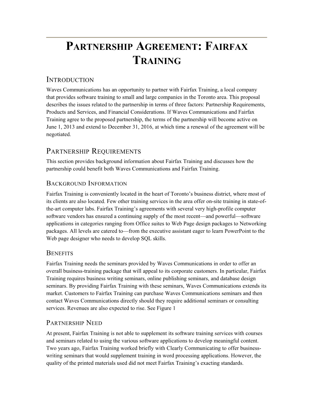 Partnership Agreement: Fairfax Training