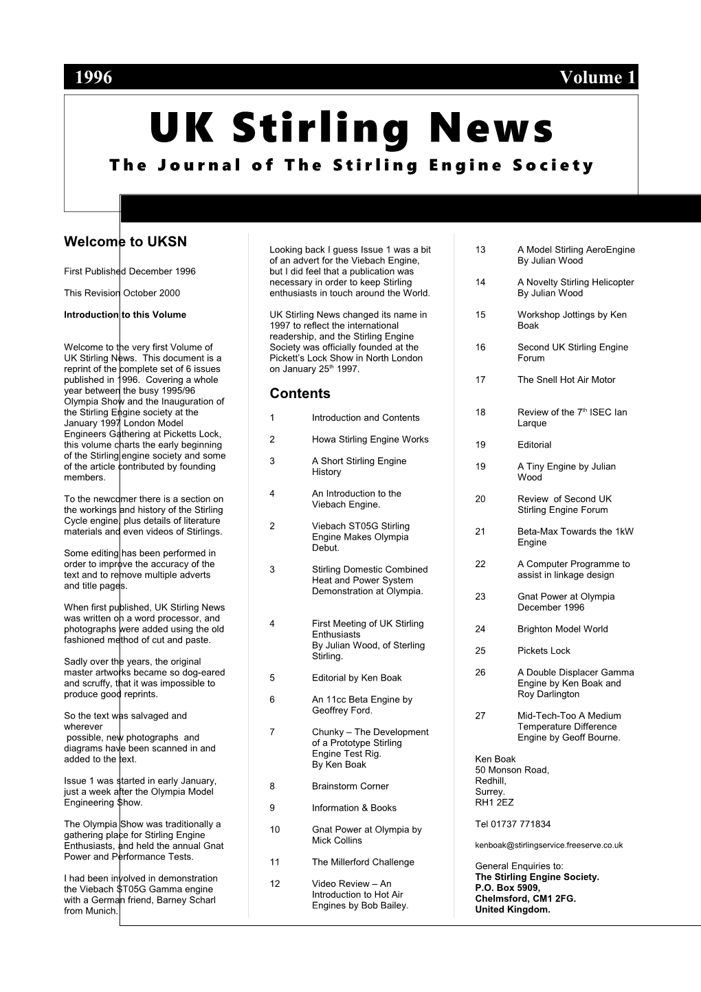 The Journal of the Stirling Engine Society