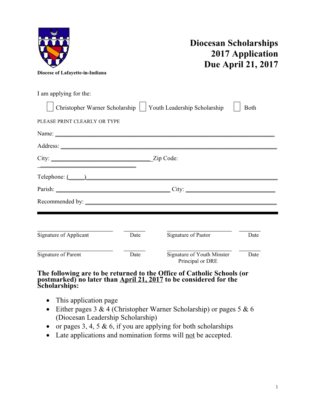 Diocesan Leadership Application