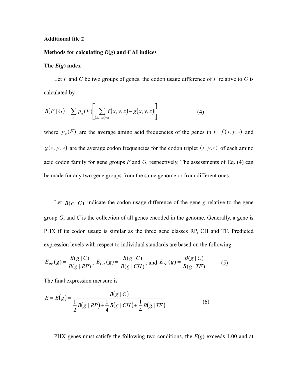 Methods for Calculating E(G) and CAI Indices