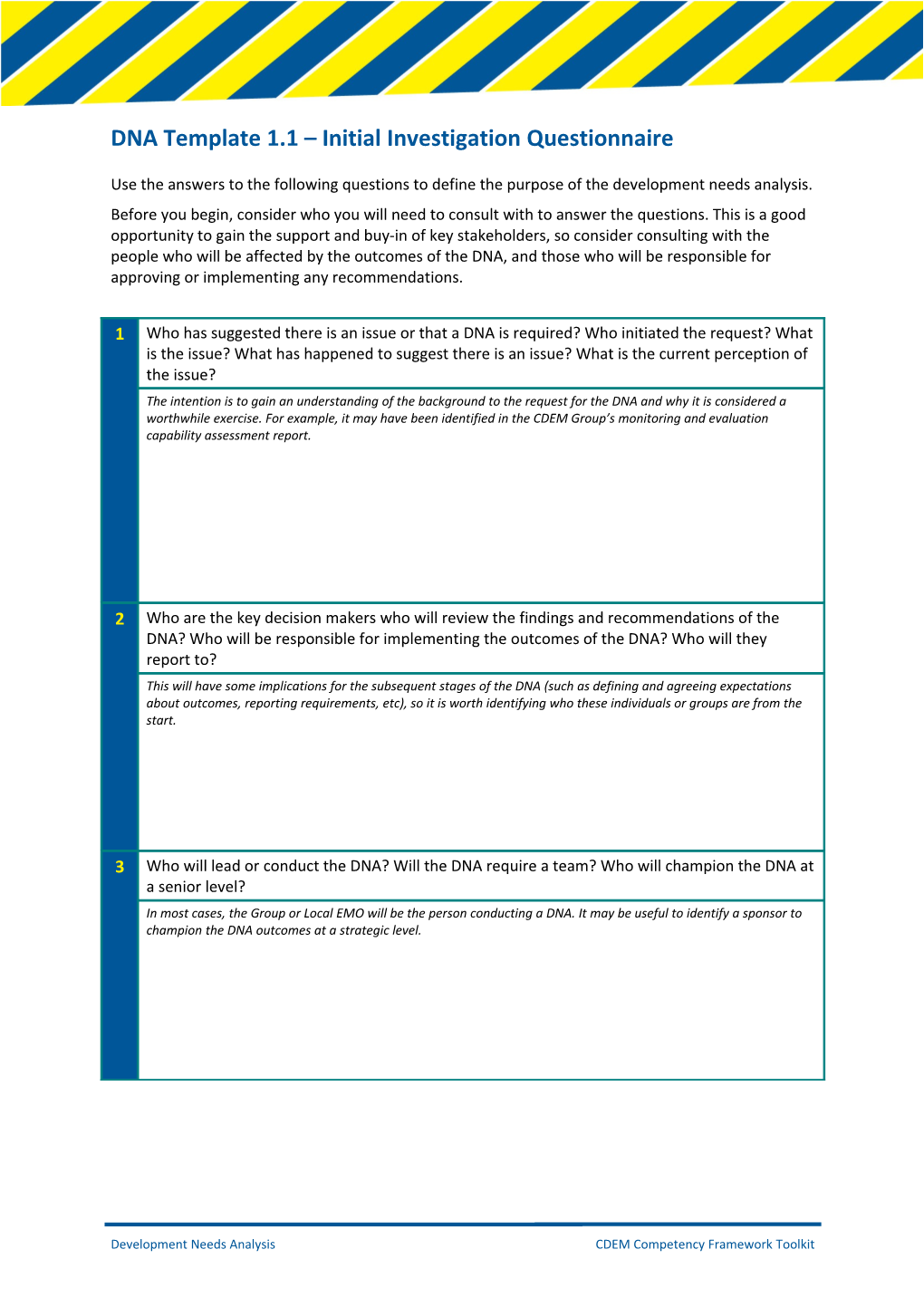 DNA Template 1.1 Initial Investigation Questionnaire