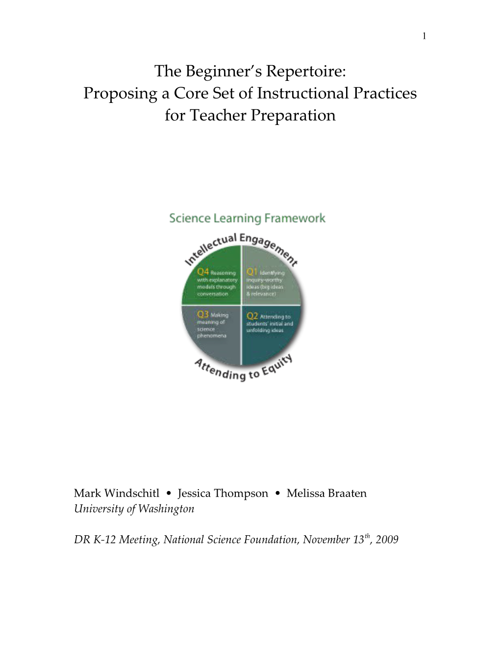 Proposing a Core Set of Instructional Practices for Teacher Preparation