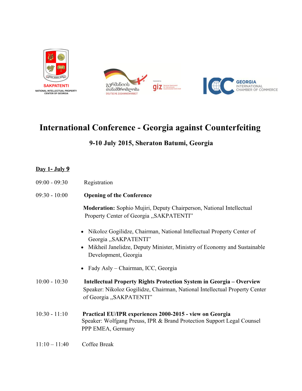 International Conference - Georgia Against Counterfeiting