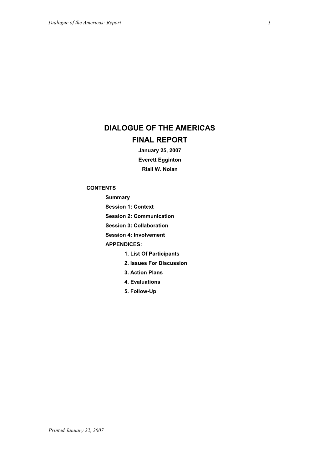 Dialogue of the Americas Meeting