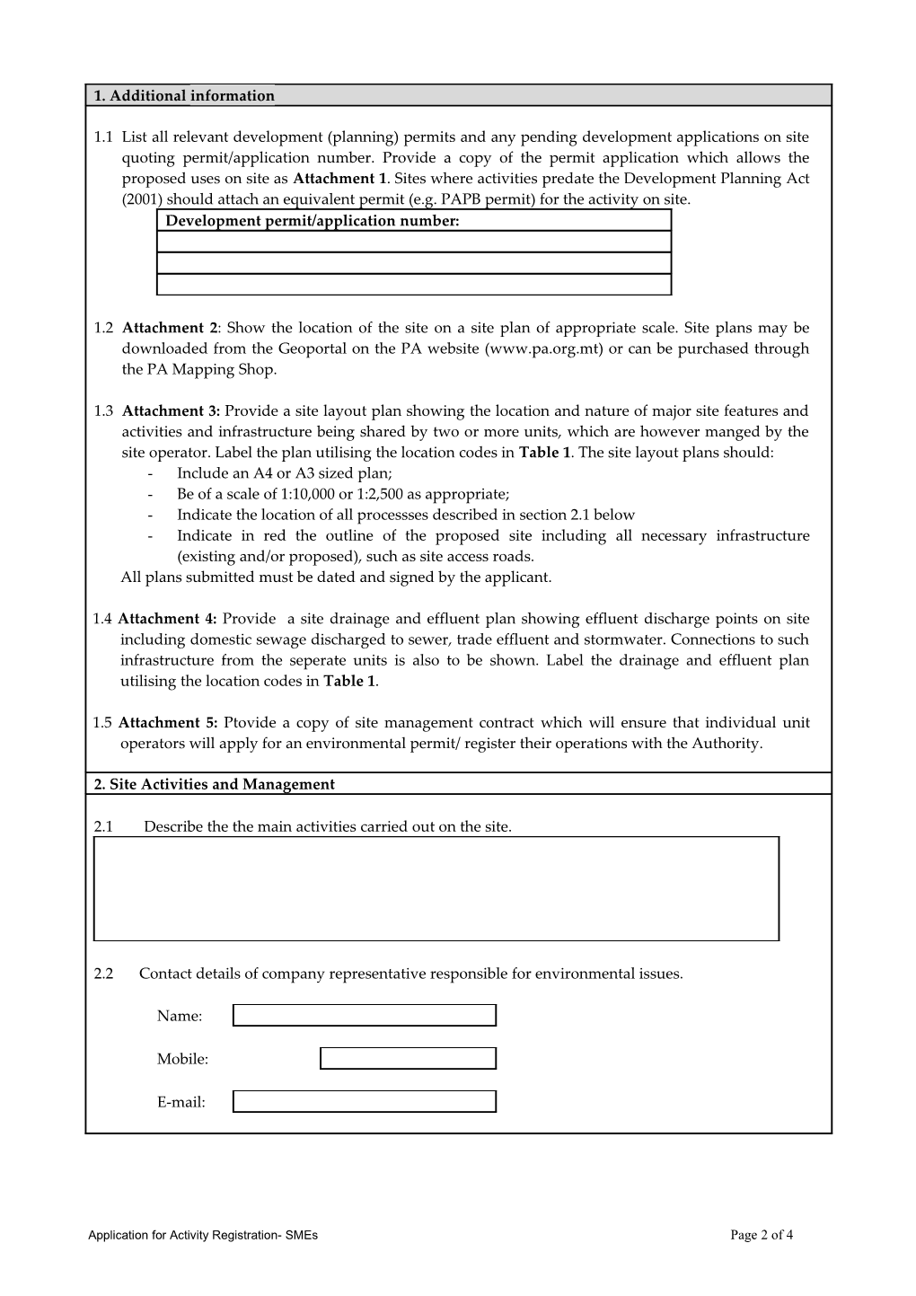 Application for Activity Registration- SME