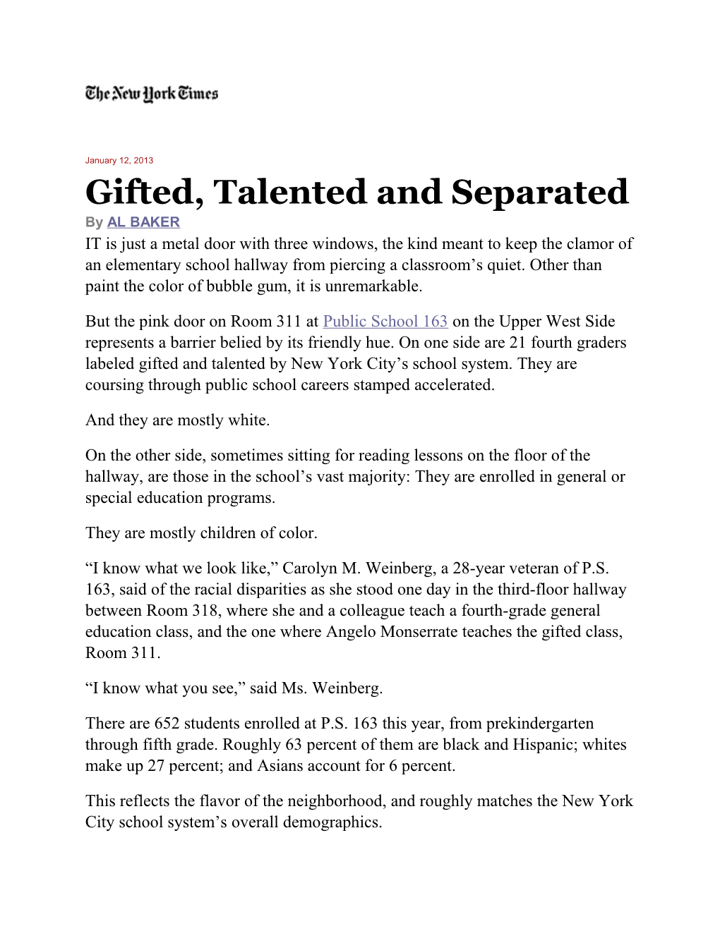 Gifted, Talented and Separated