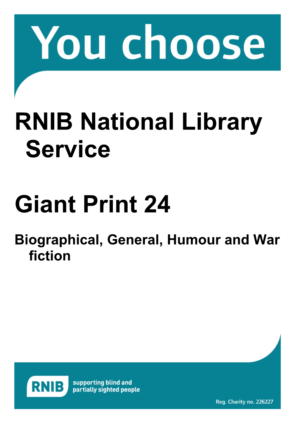 Biographical, General, Humour, War Fiction Book List for Giant Print (Word)