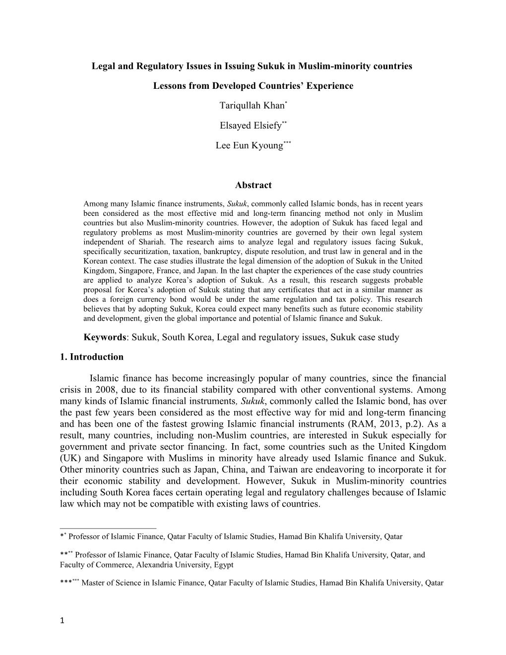 Legal and Regulatory Issues in Issuing Sukuk in Muslim-Minority Countries