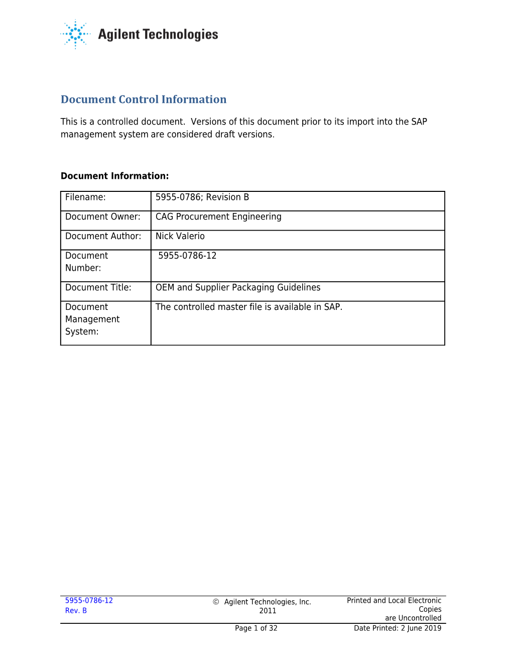 Document Control Information