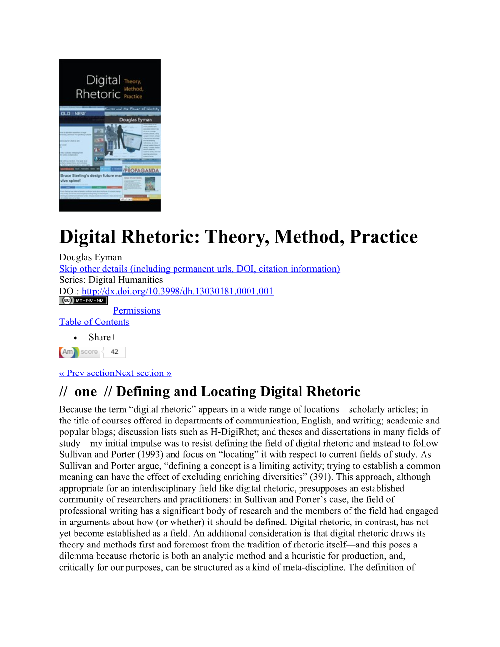 Digital Rhetoric: Theory, Method, Practice