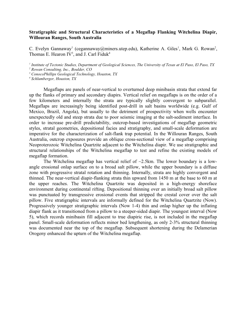 Stratigraphic and Structural Characteristics of a Megaflap Flanking Witchelina Diapir