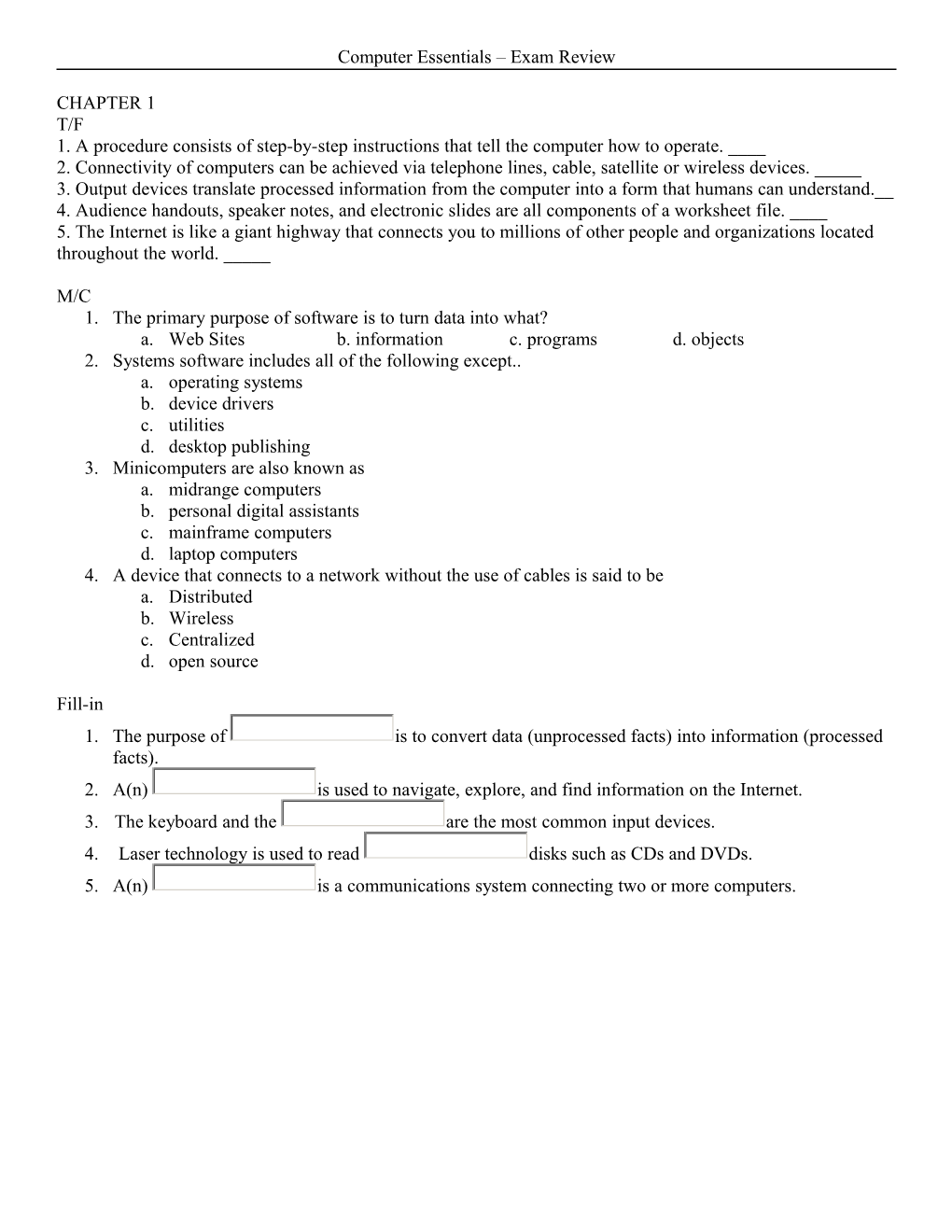 Computer Essentials Exam Review