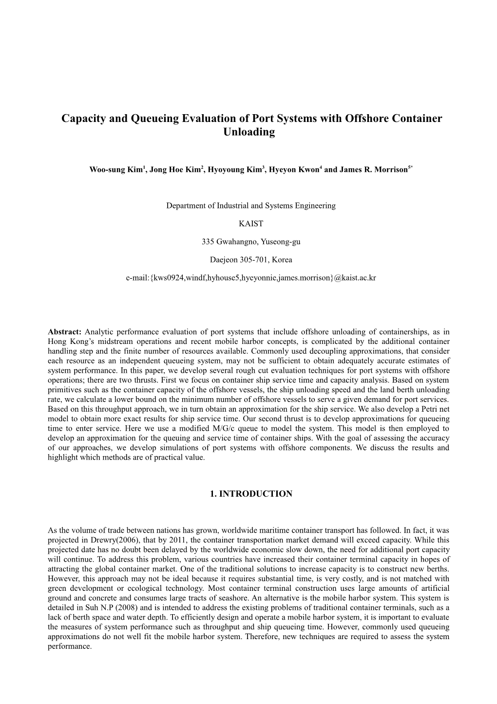 Capacity and Queueing Evaluation of Port Systems with Offshore Container Unloading