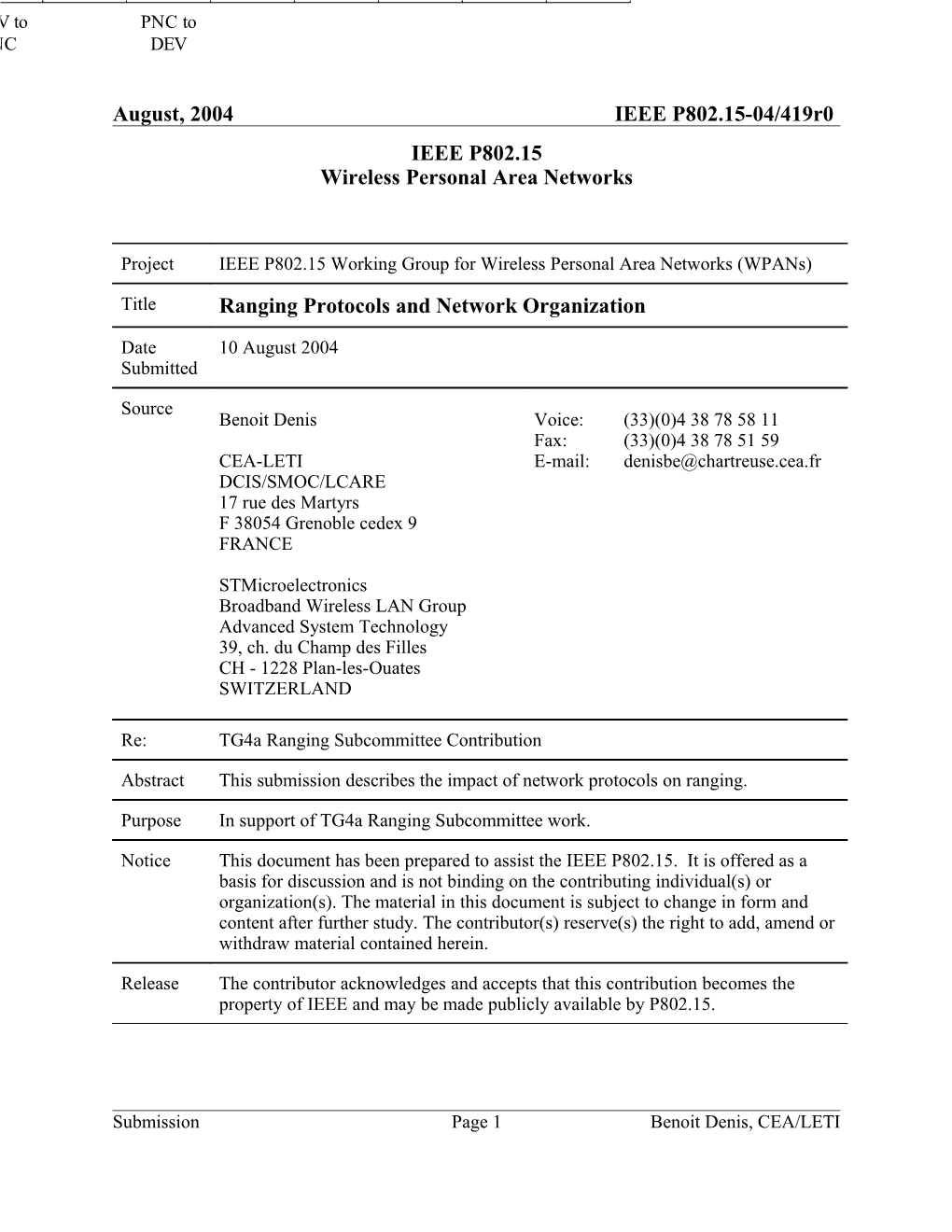 Ranging Protocols and Network Organization