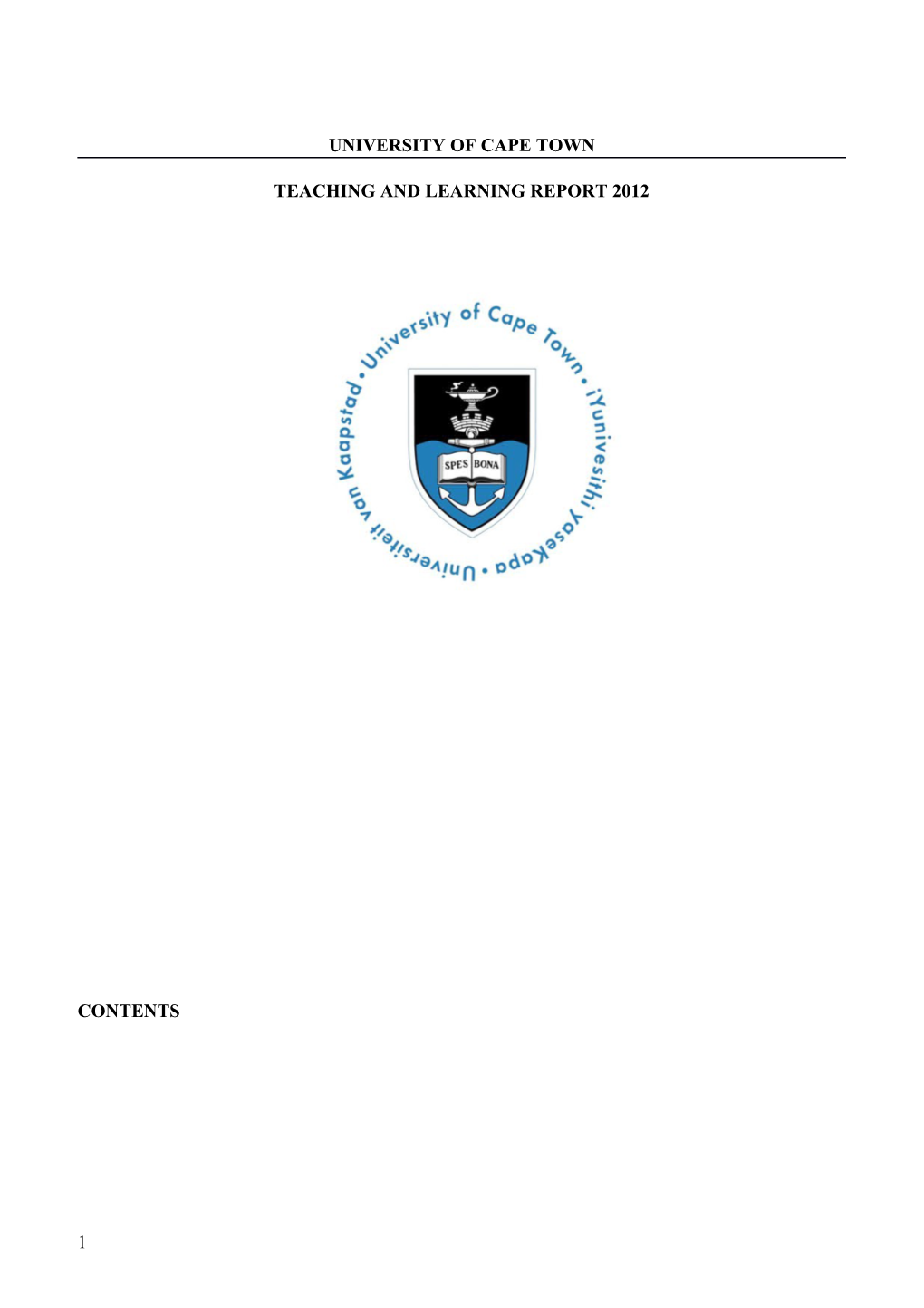 Teaching and Learning Report 2012