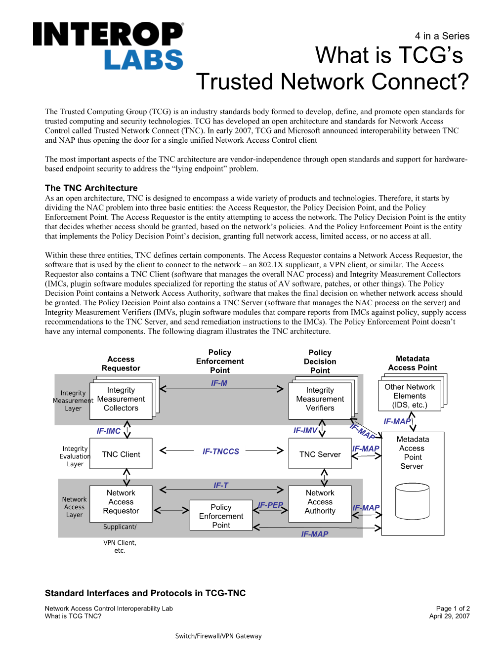 What Is TCG's Trusted Network Connect?