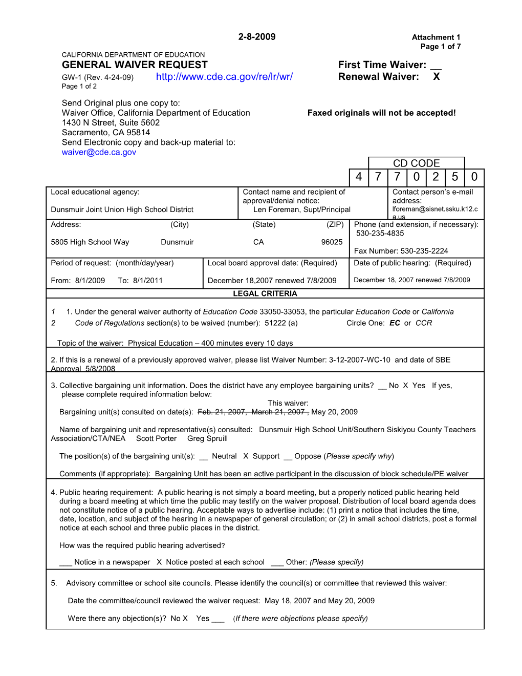 November 2009 Waiver Item W5 Attachment 1 - Meeting Agendas (CA State Board of Education)