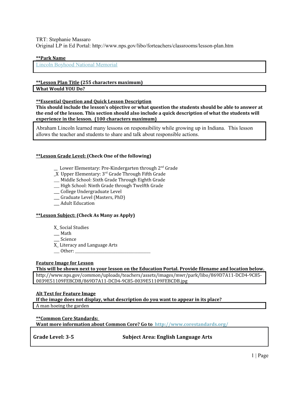 WWYD Lesson Grades 3-5