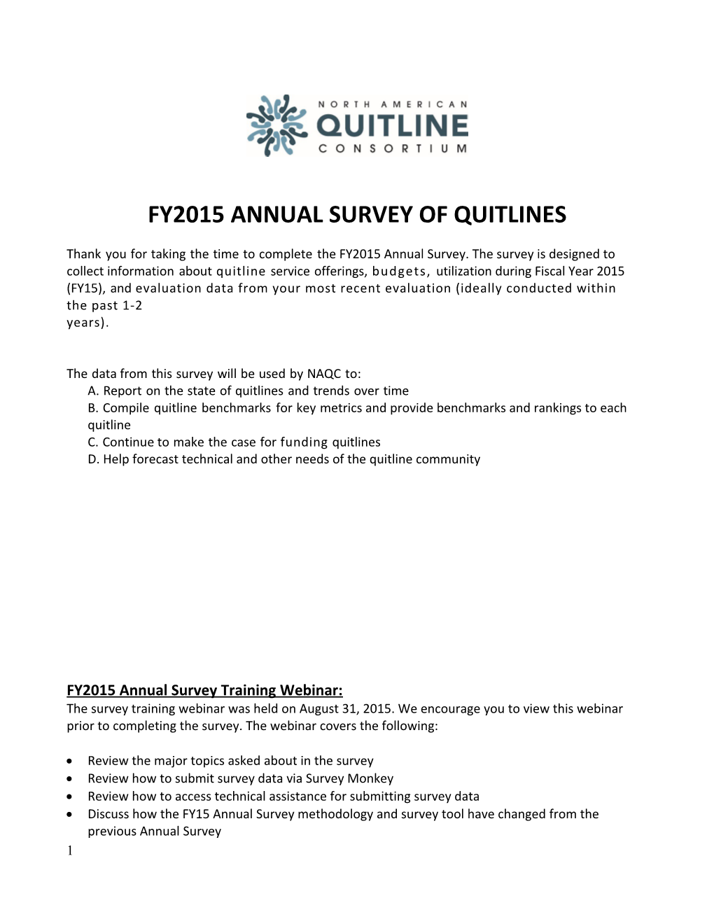 FY 2011 NAQC Annual Survey US VERSION January 12, 2012