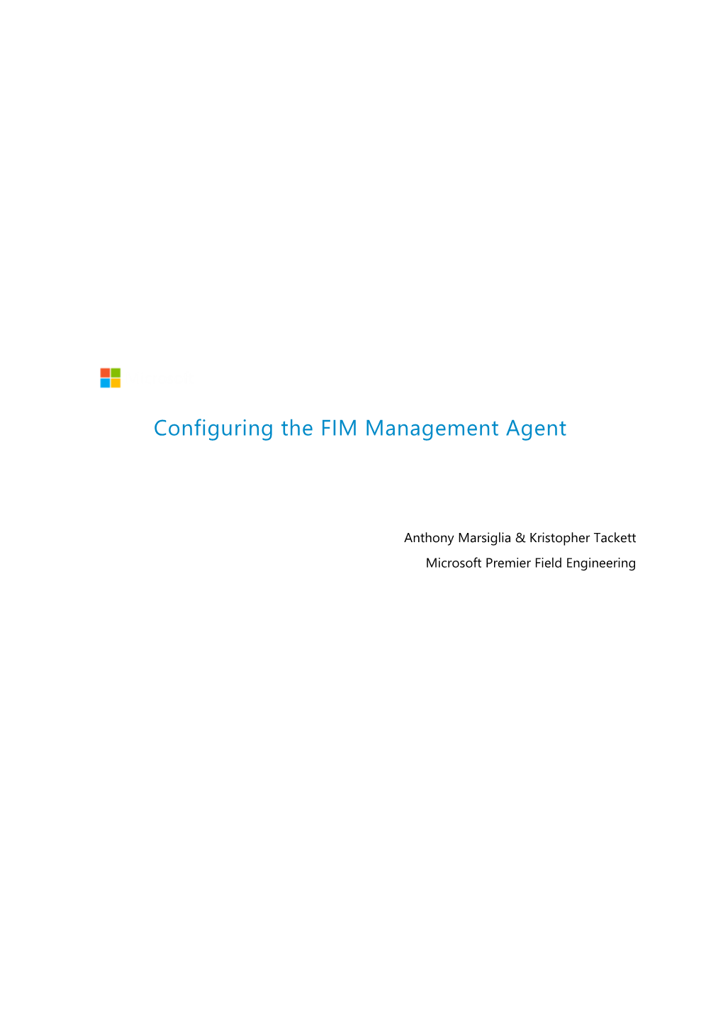 Configuring the FIM Management Agent