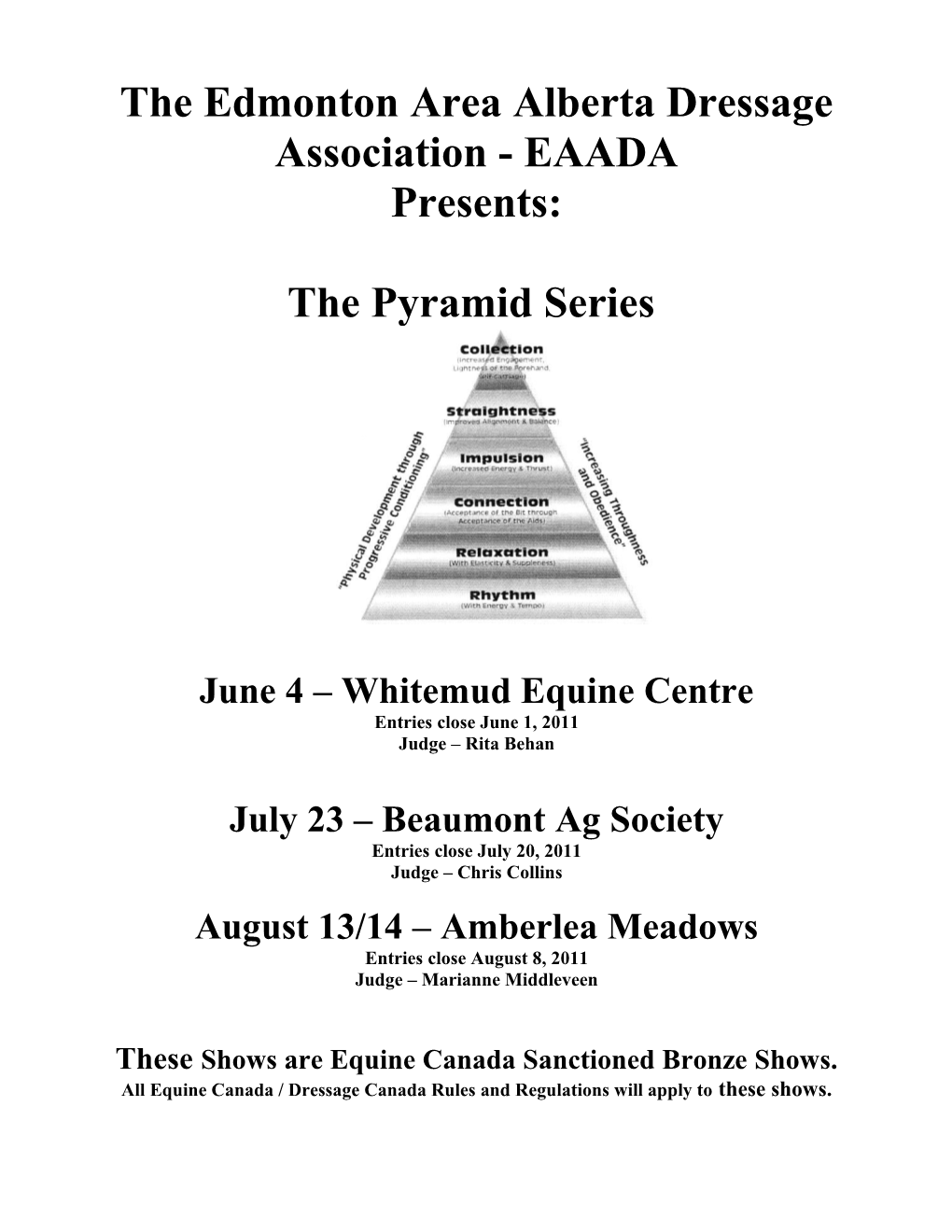 The Edmonton Area Alberta Dressage Association - EAADA