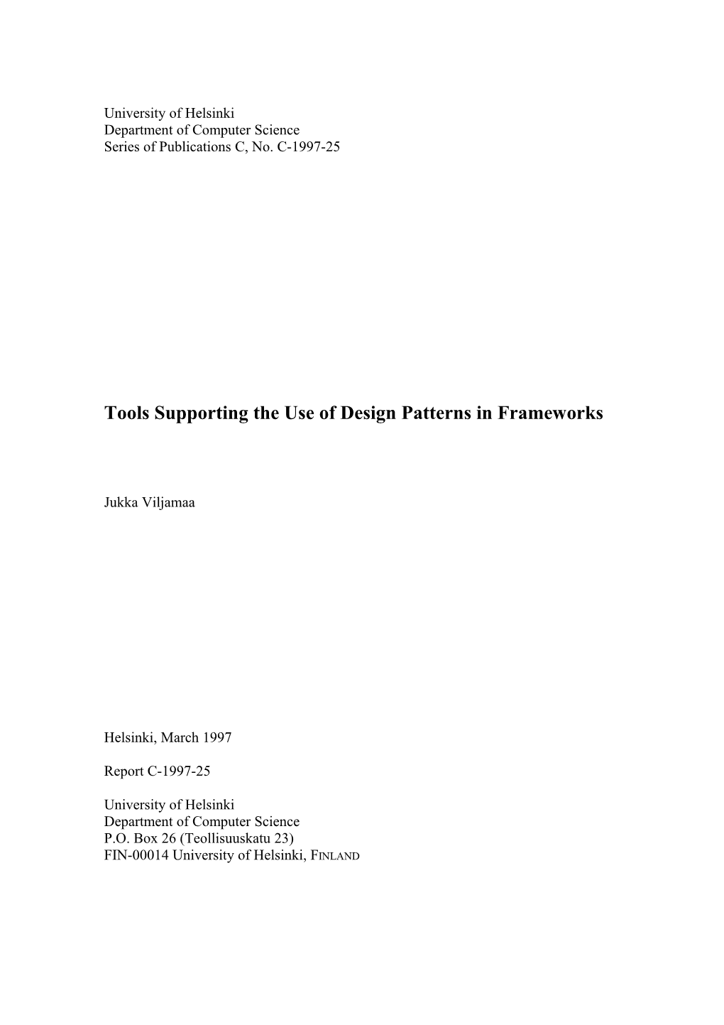 Tools Supporting the Use of Design Patterns in Frameworks