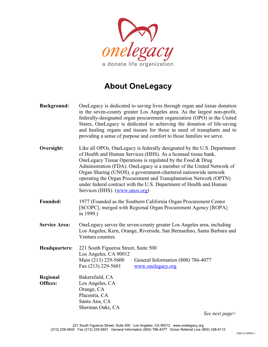 About Onelegacy
