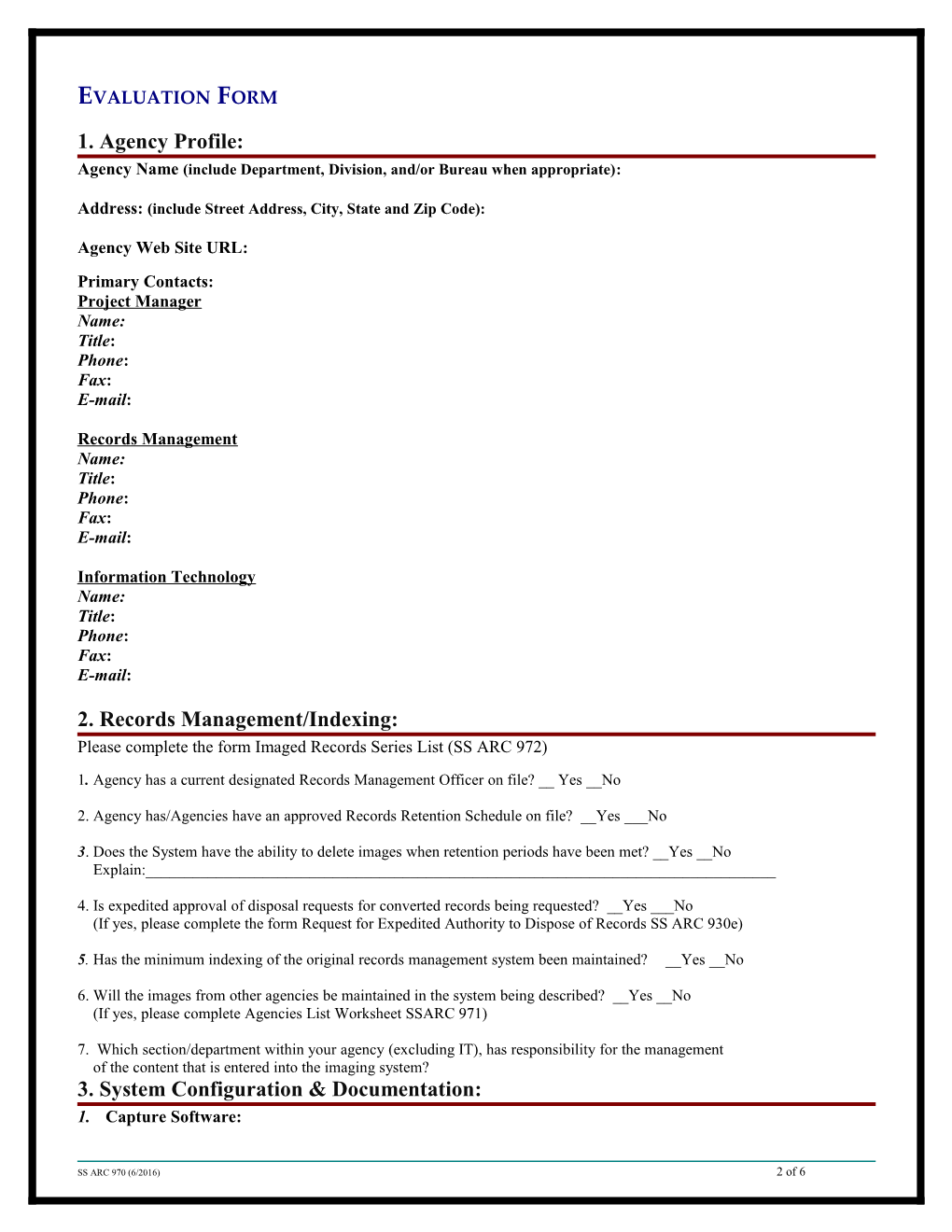 Imaging Exception Application and Evaluation Form