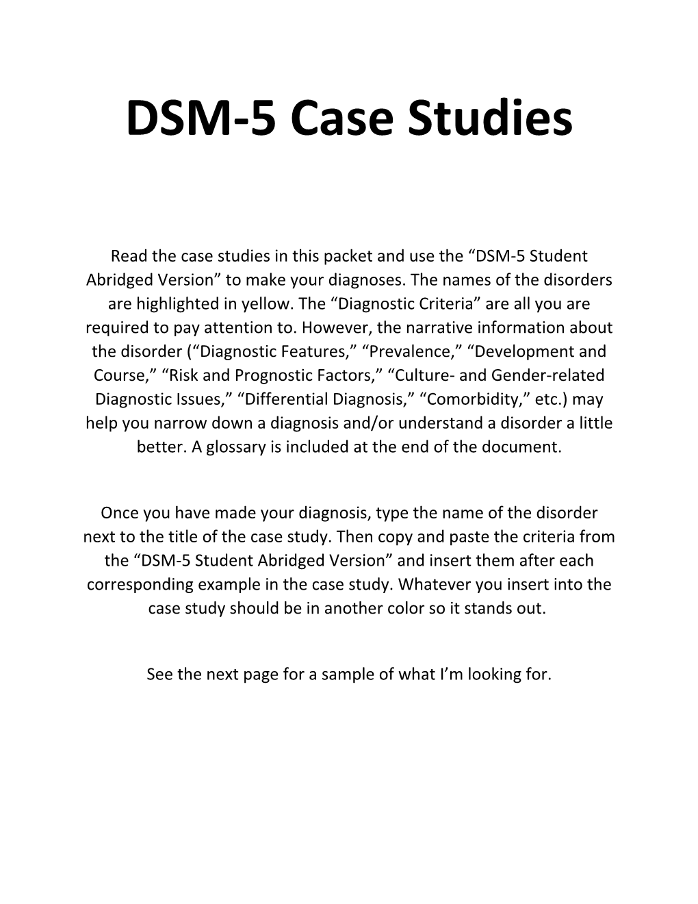 DSM-5 Case Studies