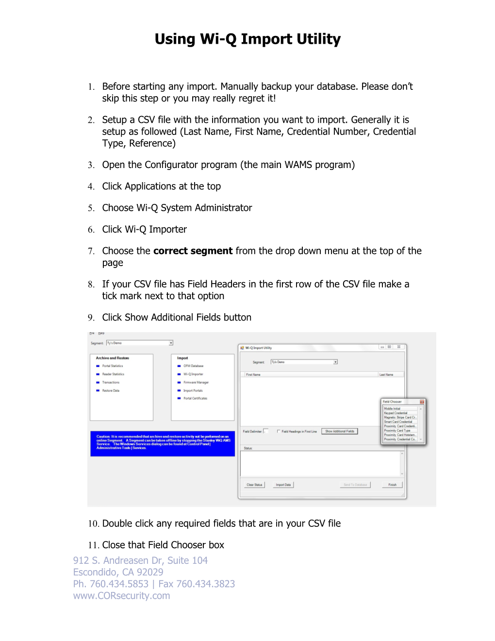 Using Wi-Q Import Utility