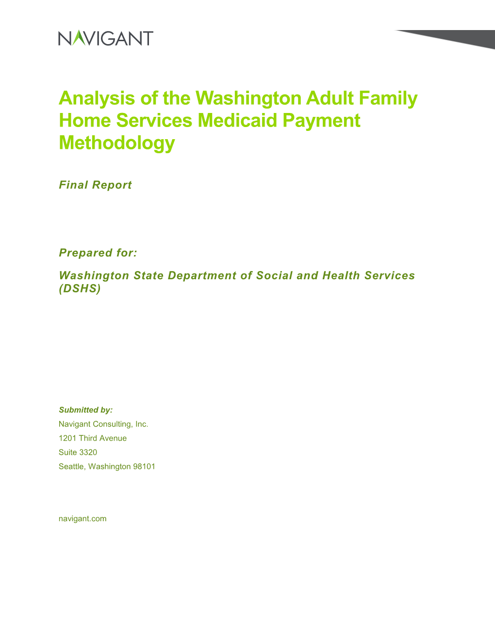 Analysis of the Washington Adult Family Home Servicesmedicaid Payment Methodology
