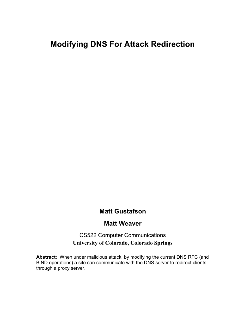 Under Attack: Rerouting Through the DNS Server